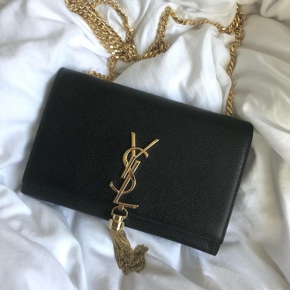 Yves Saint Laurent Black Crossbody Bag with Gold Accents - Picture 3 of 4